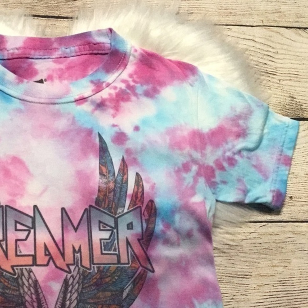⭐FLASH SALE Toddler Girl Pink Purple Tie Dye Dreamer Shirt - Picture 2 of 5